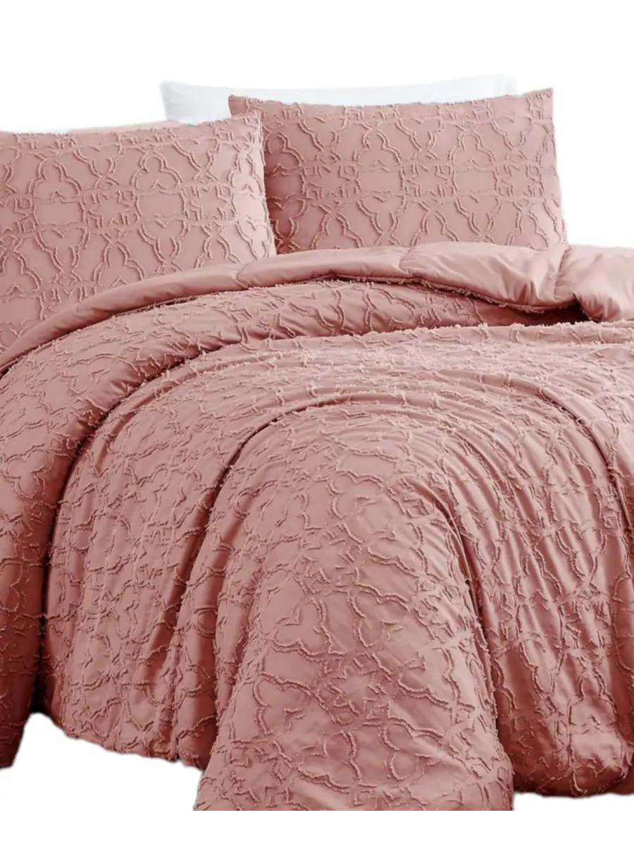Комплект постельного белья Stella Clipped Jacquard из 3 предметов, размер Twin Southshore Fine — изображение 3 из 6, розовый