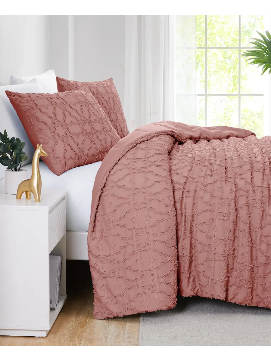 Комплект постельного белья Stella Clipped Jacquard из 3 предметов, размер Twin Southshore Fine — изображение 6 из 6, розовый