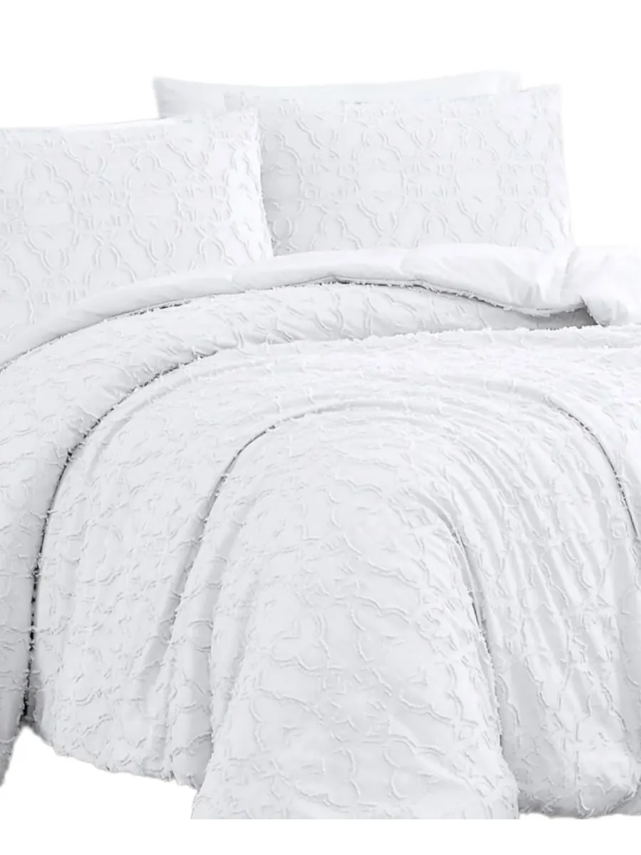 Комплект постельного белья Stella Clipped Jacquard из 3 предметов, размер Twin Southshore Fine — изображение 3 из 6, белый