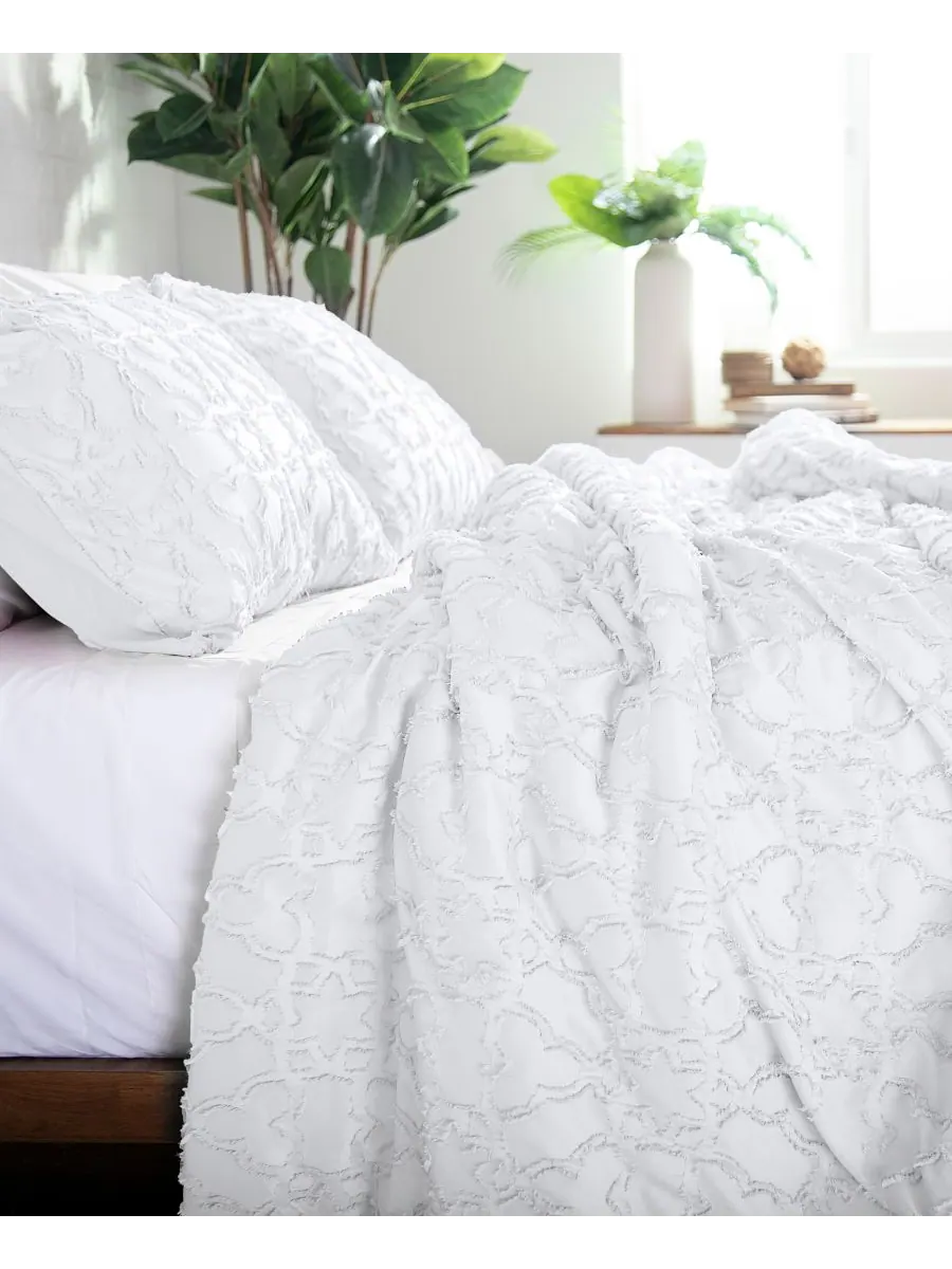 Комплект постельного белья Stella Clipped Jacquard из 3 предметов, размер Twin Southshore Fine — изображение 5 из 6, белый