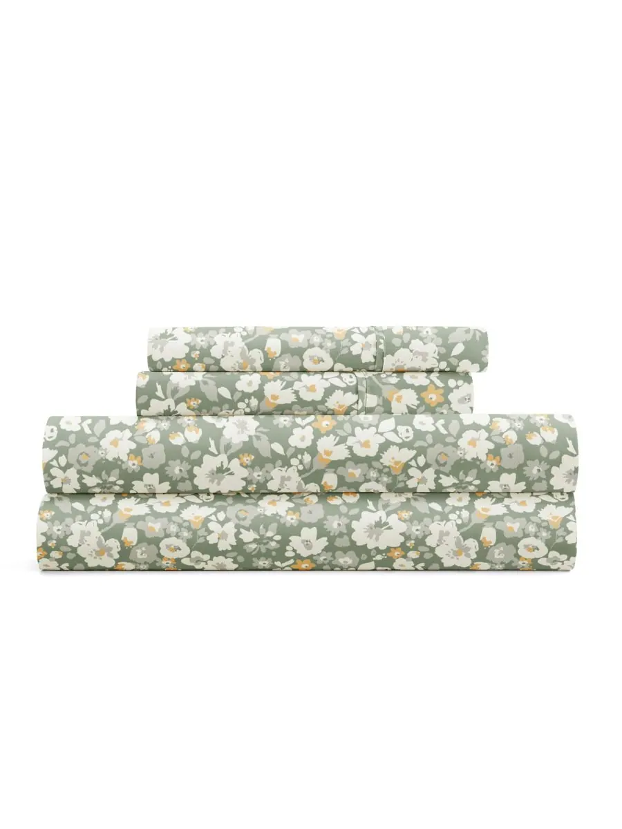 Комплект постельного белья Delicate Blossoms, 4 предмета, размер King ienjoy Home, Floral Eucalyptus