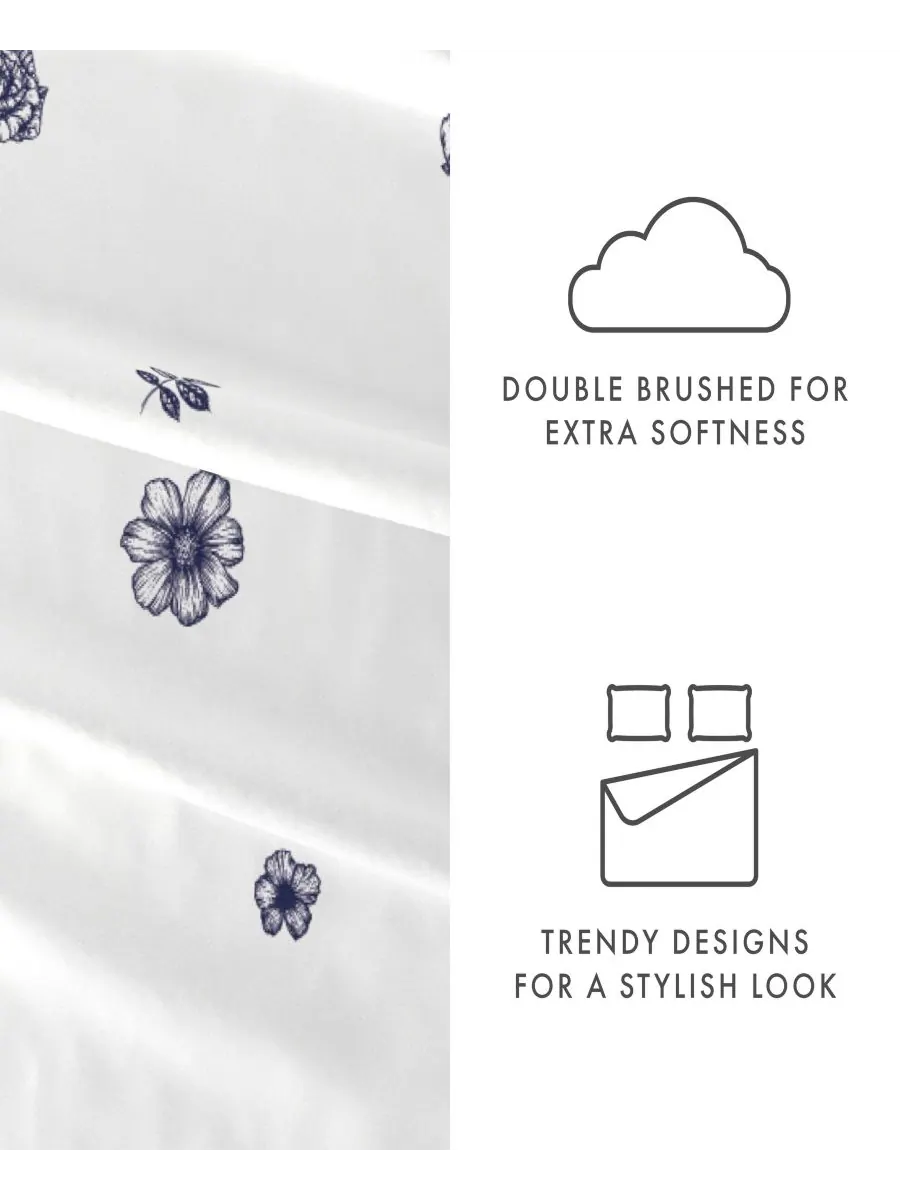 Комплект постельного белья Boho & Beyond Premium Ultra Soft Pattern из 3 предметов, размер Twin — изображение 3 из 9, индиго