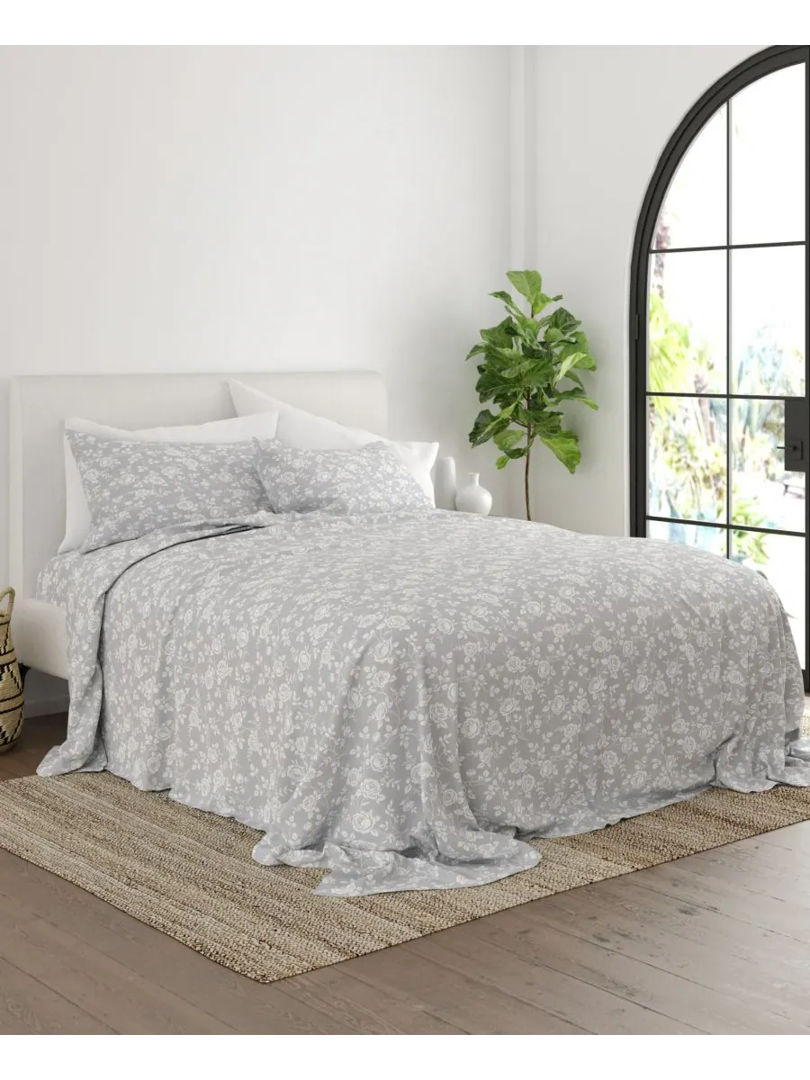 Комплект постельного белья Boho & Beyond Premium Ultra Soft Pattern из 4 предметов, размер Full — изображение 6 из 8, серый