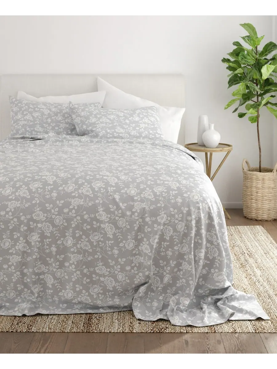 Комплект постельного белья Boho & Beyond Premium Ultra Soft Pattern из 4 предметов, размер Full — изображение 7 из 8, серый