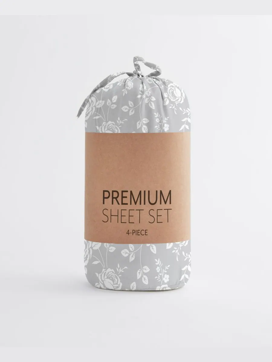 Комплект постельного белья Boho & Beyond Premium Ultra Soft Pattern из 4 предметов, размер Full — изображение 8 из 8, серый