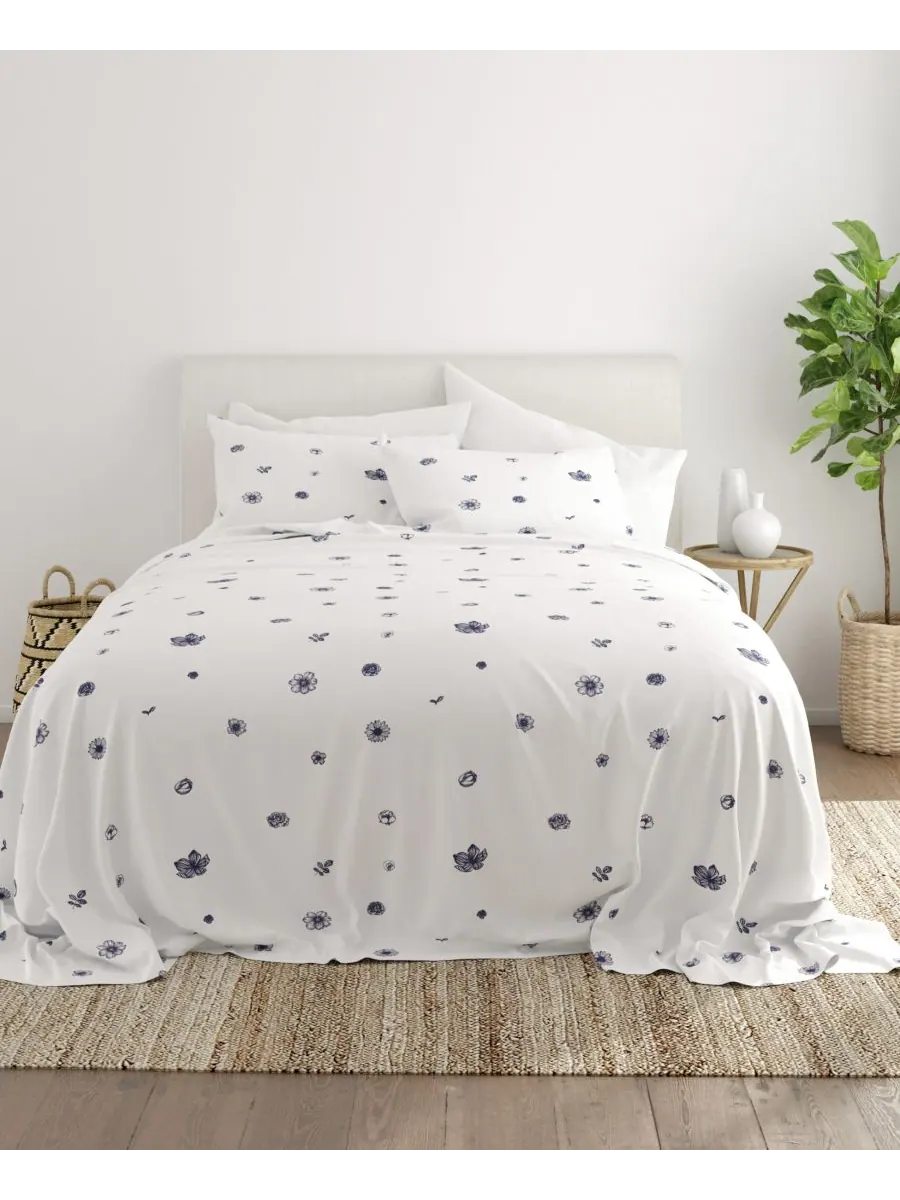 Комплект постельного белья Boho & Beyond Premium Ultra Soft Pattern из 4 предметов, размер Full — изображение 7 из 8, индиго
