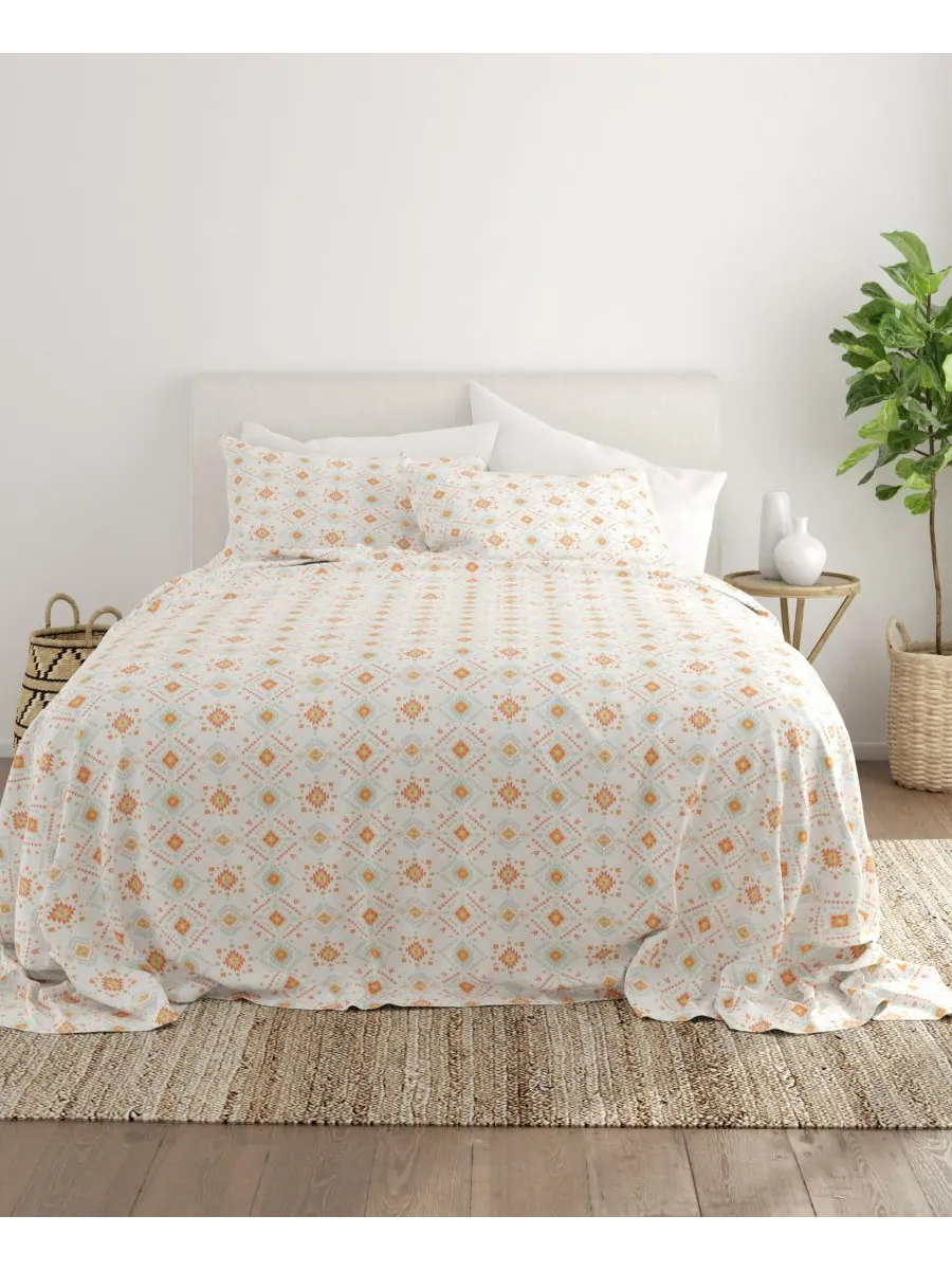 Комплект постельного белья Boho & Beyond Premium Ultra Soft Pattern из 4 предметов, размер Full — изображение 2 из 9, коралл