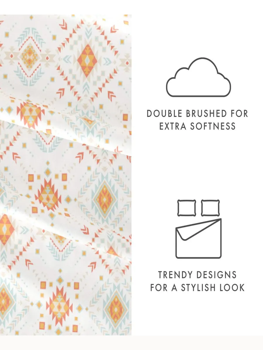 Комплект постельного белья Boho & Beyond Premium Ultra Soft Pattern из 4 предметов, размер Full — изображение 3 из 9, коралл