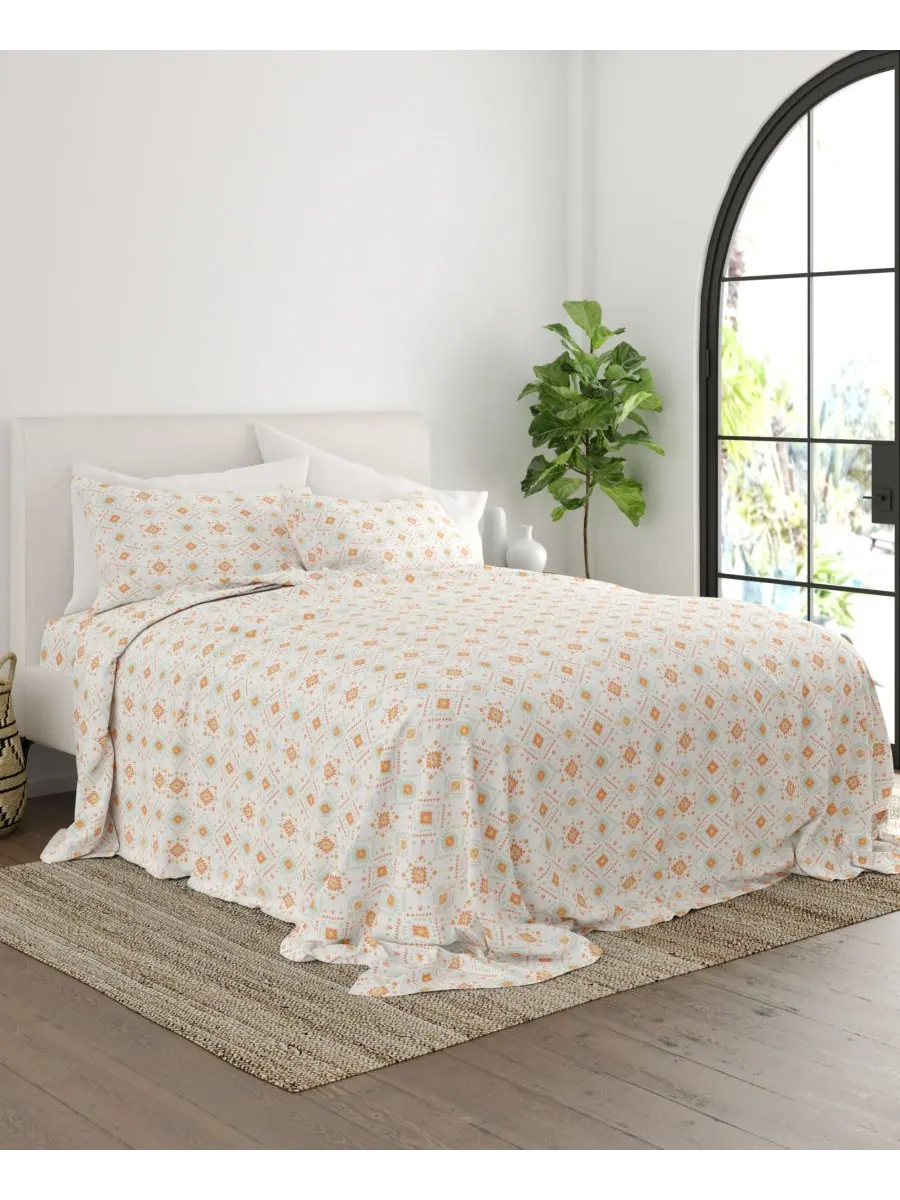 Комплект постельного белья Boho & Beyond Premium Ultra Soft Pattern из 4 предметов, размер Full — изображение 6 из 9, коралл