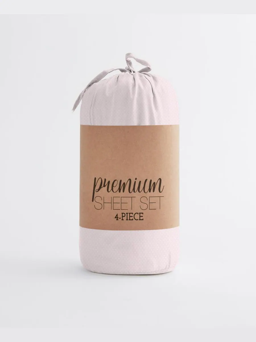 Комплект постельного белья Boho & Beyond Premium Ultra Soft Pattern из 4 предметов, размер Full — изображение 2 из 8, розовый