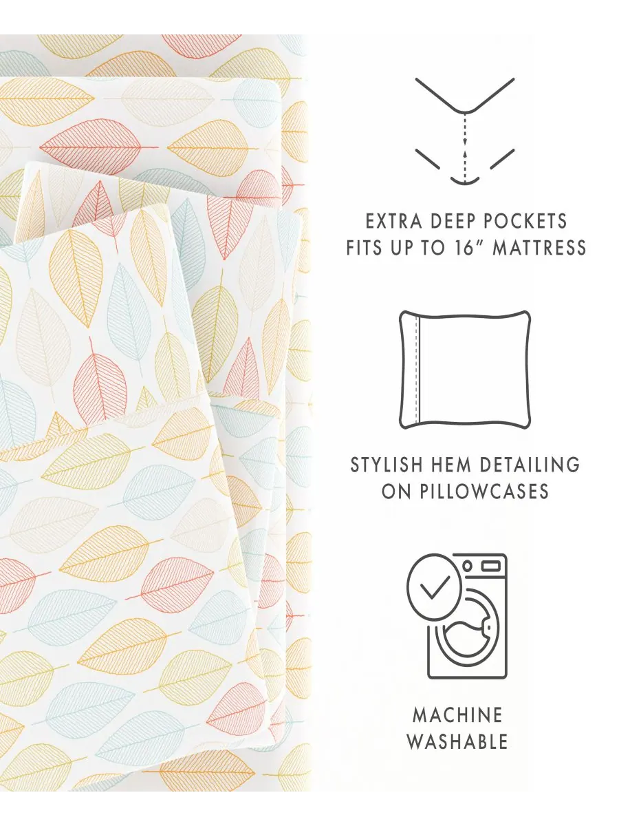 Комплект постельного белья Boho & Beyond Premium Ultra Soft Pattern из 4 предметов, размер Full — изображение 4 из 9, желтый