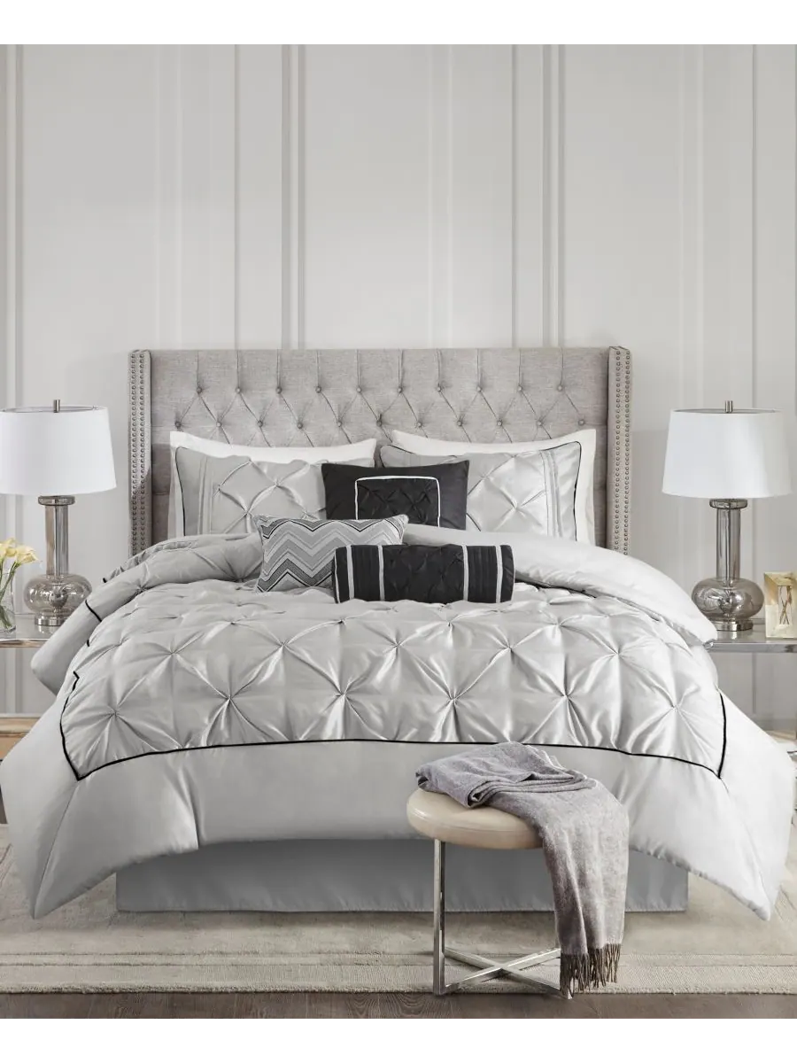 Комплект постельного белья Laurel Tufted из 7 предметов, размер King Madison Park — изображение 1 из 10, серый