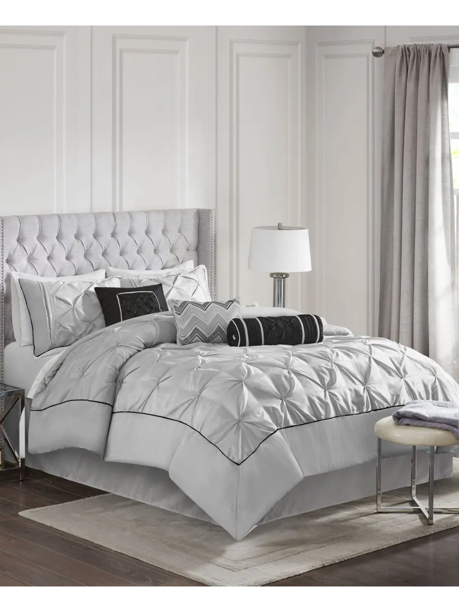 Комплект постельного белья Laurel Tufted из 7 предметов, размер King Madison Park — изображение 2 из 10, серый