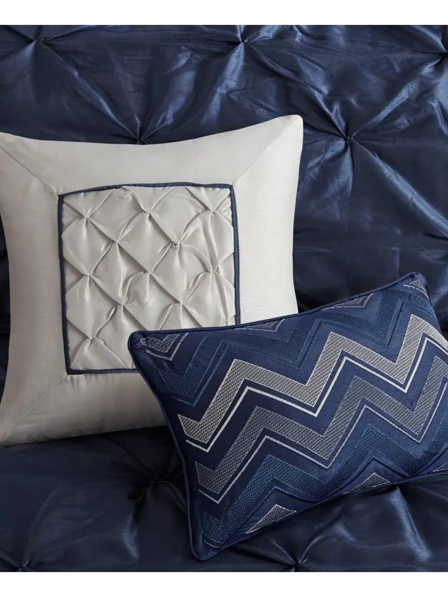 Комплект постельного белья Laurel Tufted из 7 предметов, размер King Madison Park — изображение 10 из 10, темно-синий