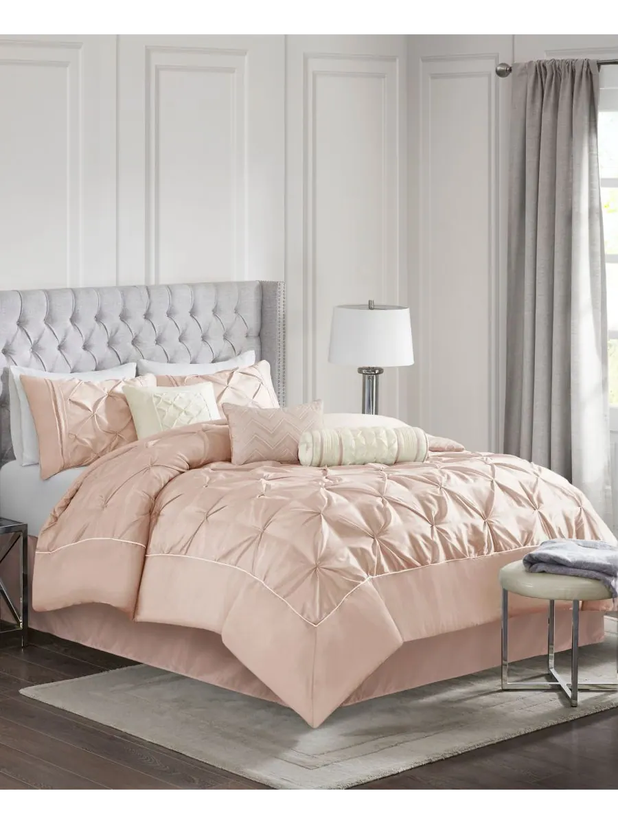 Комплект постельного белья Laurel Tufted из 7 предметов, размер King Madison Park — изображение 2 из 10, пудровый розовый