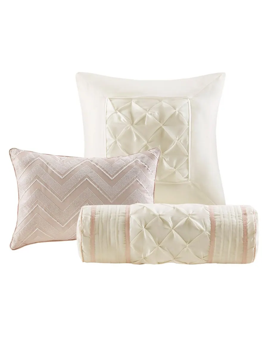 Комплект постельного белья Laurel Tufted из 7 предметов, размер King Madison Park — изображение 5 из 10, пудровый розовый