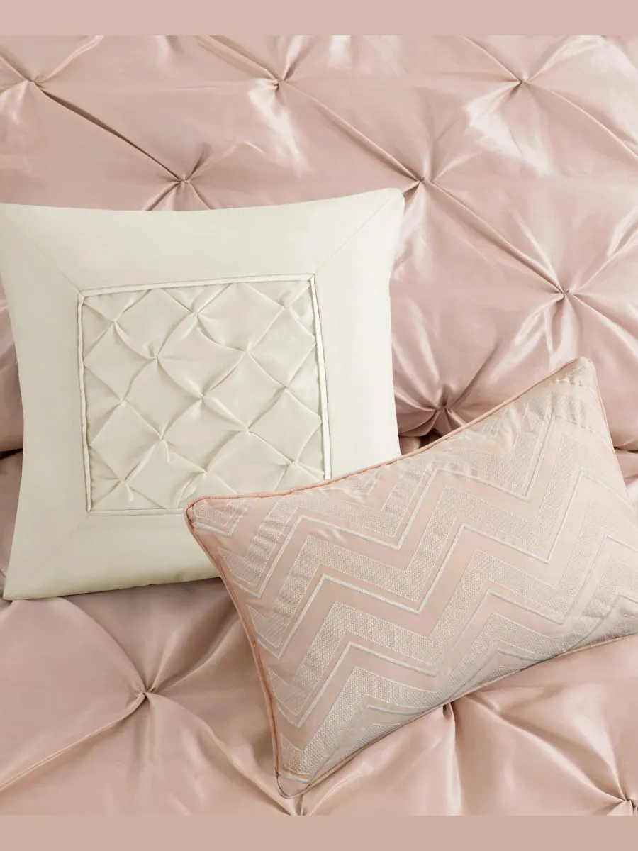 Комплект постельного белья Laurel Tufted из 7 предметов, размер King Madison Park — изображение 10 из 10, пудровый розовый