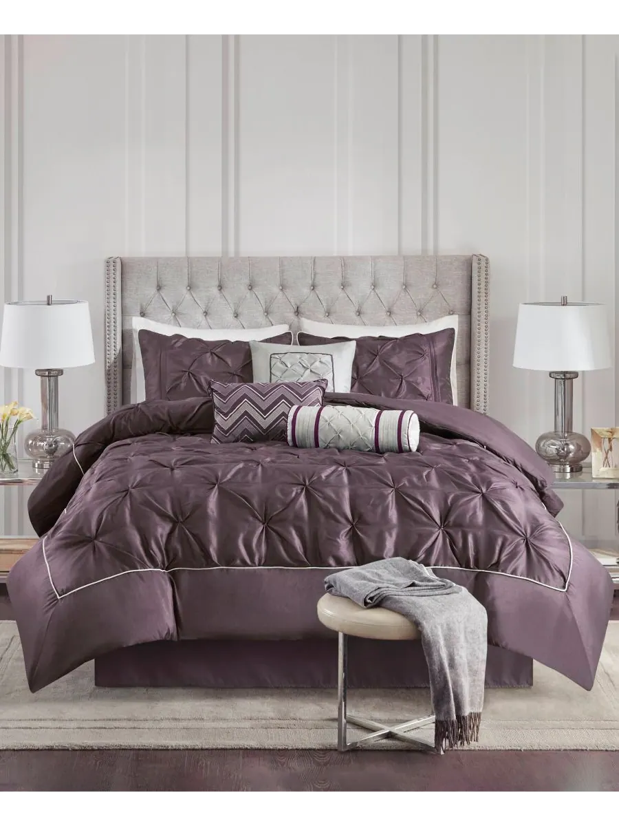 Комплект постельного белья Laurel Tufted из 7 предметов, размер King Madison Park — изображение 1 из 10, сливавый