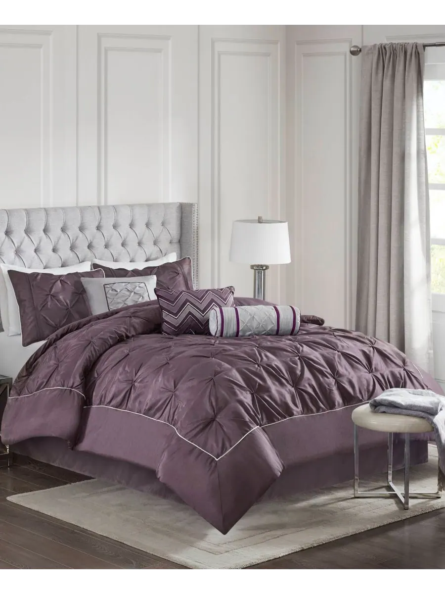 Комплект постельного белья Laurel Tufted из 7 предметов, размер King Madison Park — изображение 2 из 10, сливавый