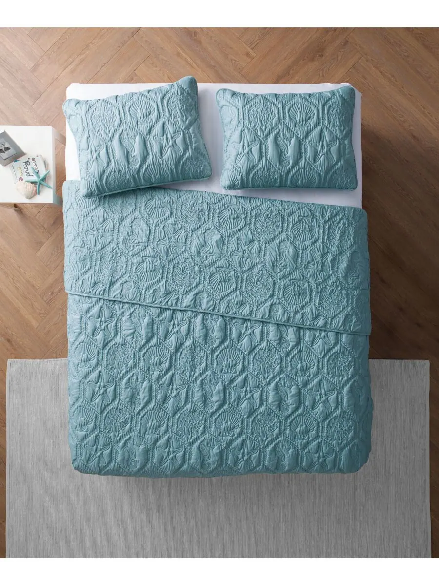 Комплект постельного белья Shore Embossed из 3 предметов, размер King Vcny Home — изображение 2 из 2, синий