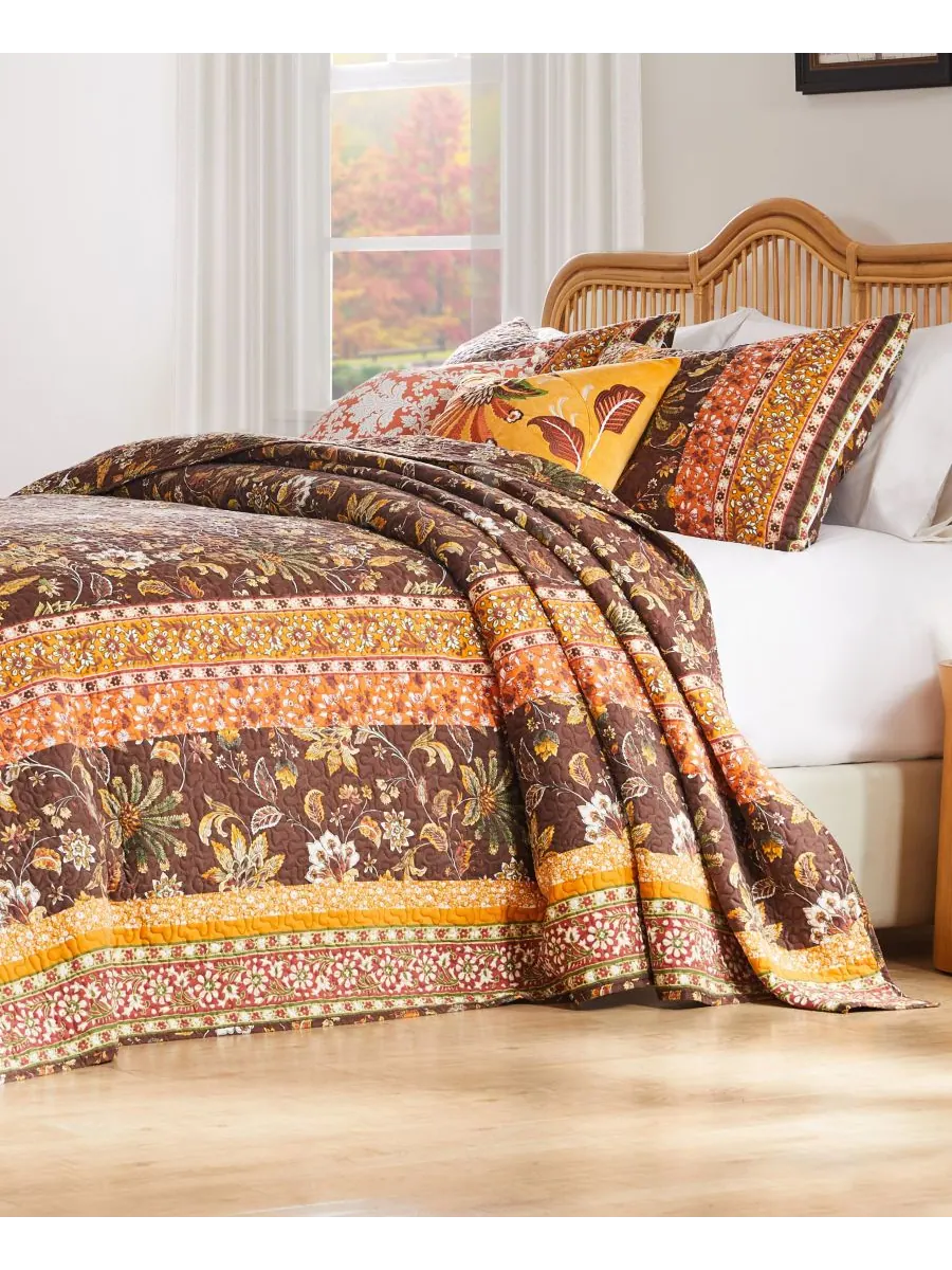 Классический комплект постельного белья audrey из 3 предметов, размер queen. Greenland Home Fashions — коричневый