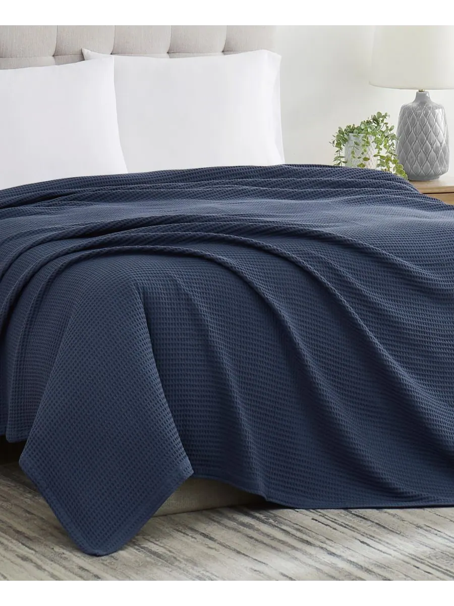 Плед heritage waffle blanket, размер full/queen Cannon — изображение 2 из 2, синий