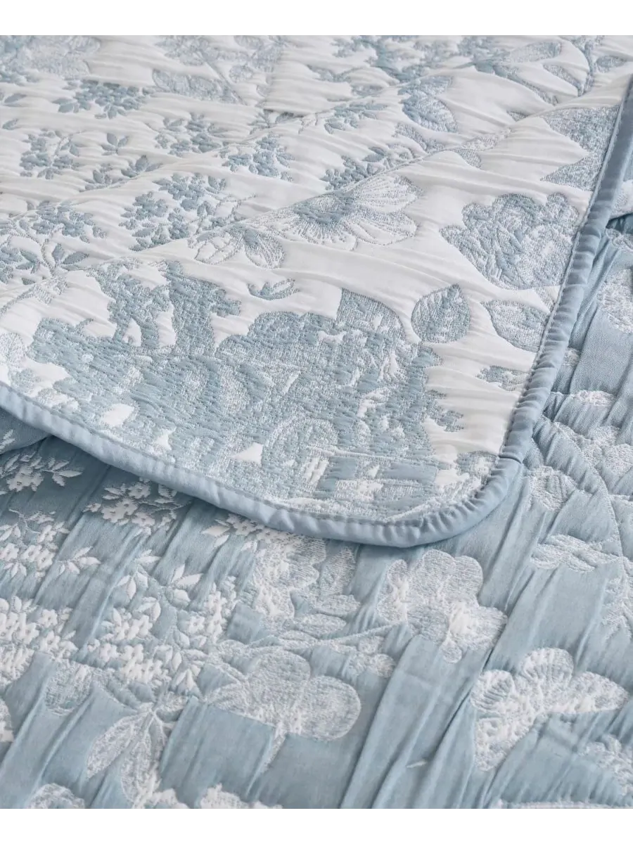 Двустороннее покрывало с рисунком «Туаль» (3 предмета), размер Full/Queen Greenland Home Fashions — изображение 4 из 5, синий