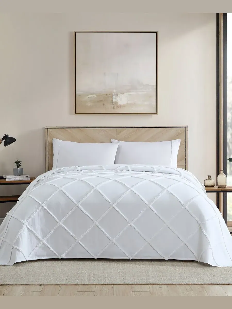 Классическое покрывало из синели, размер Twin Elle Decor — изображение 1 из 3, белый