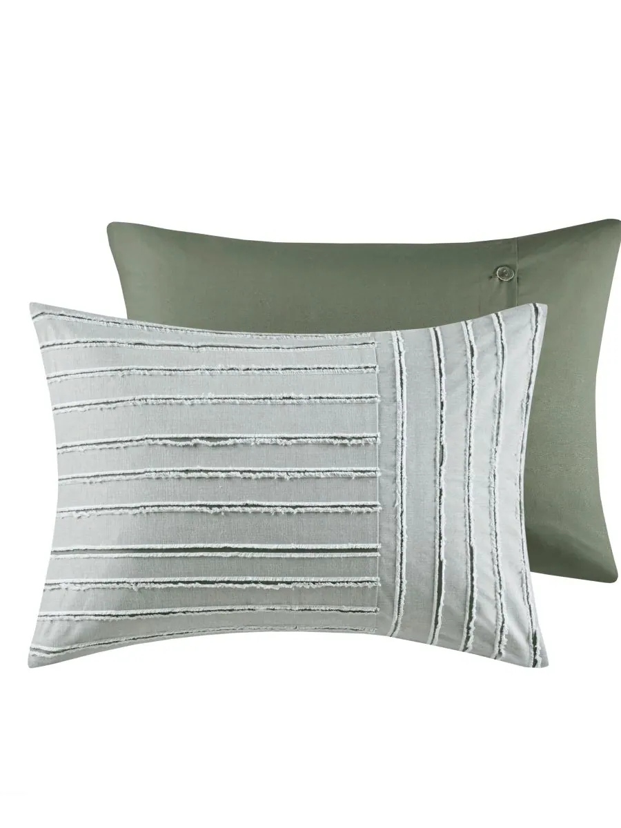 Комплект постельного белья Essence Clipped Jacquard, 9 предметов, размер Queen Madison Park — изображение 2 из 10, зеленый