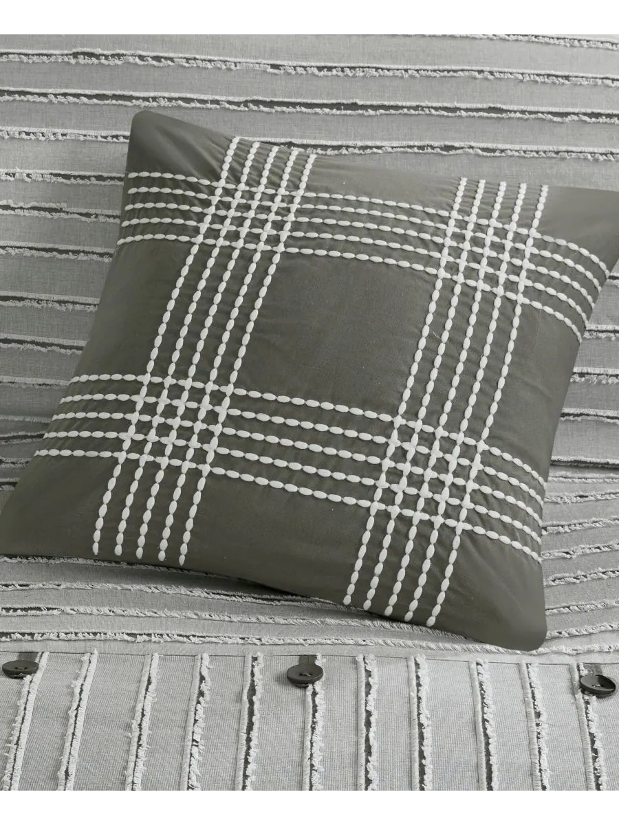 Комплект постельного белья Essence Clipped Jacquard, 9 предметов, размер Queen Madison Park — изображение 9 из 10, серый