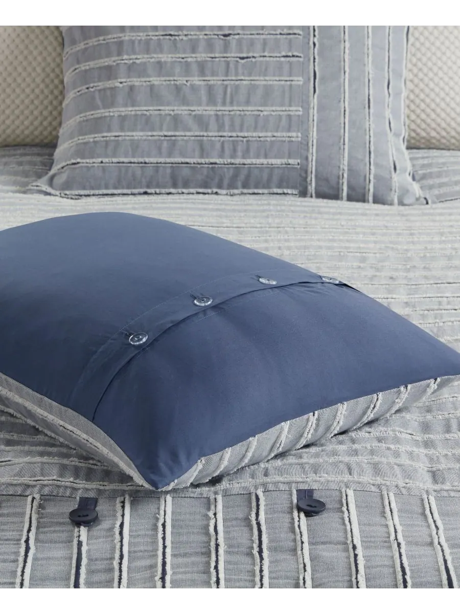 Комплект постельного белья Essence Clipped Jacquard, 9 предметов, размер Queen Madison Park — изображение 8 из 10, синий
