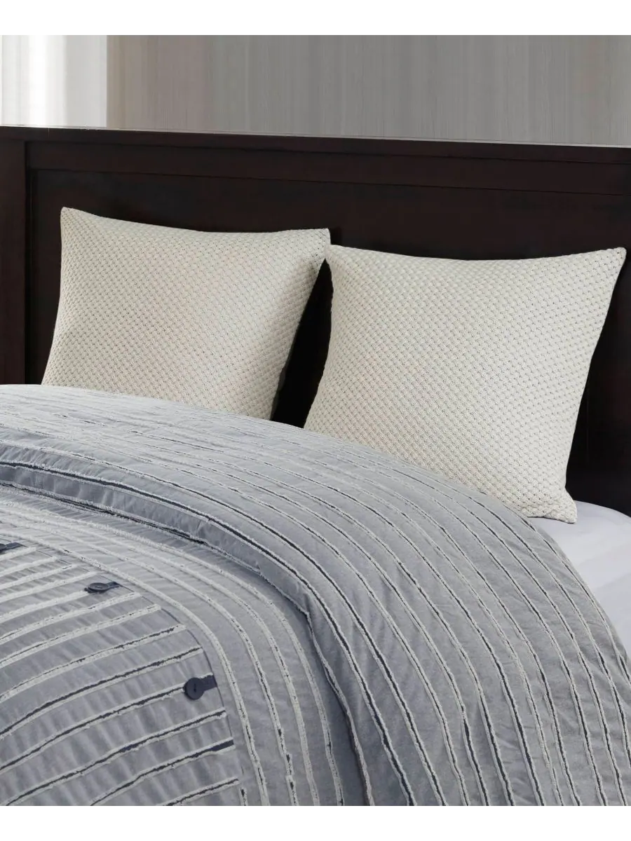 Комплект постельного белья Essence Clipped Jacquard, 9 предметов, размер Queen Madison Park — изображение 10 из 10, синий