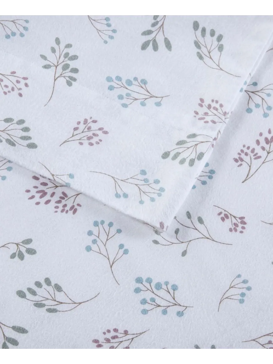 Комплект постельного белья из хлопковой фланели с оригинальным принтом, 4 предмета, размер King — изображение 5 из 10, белый