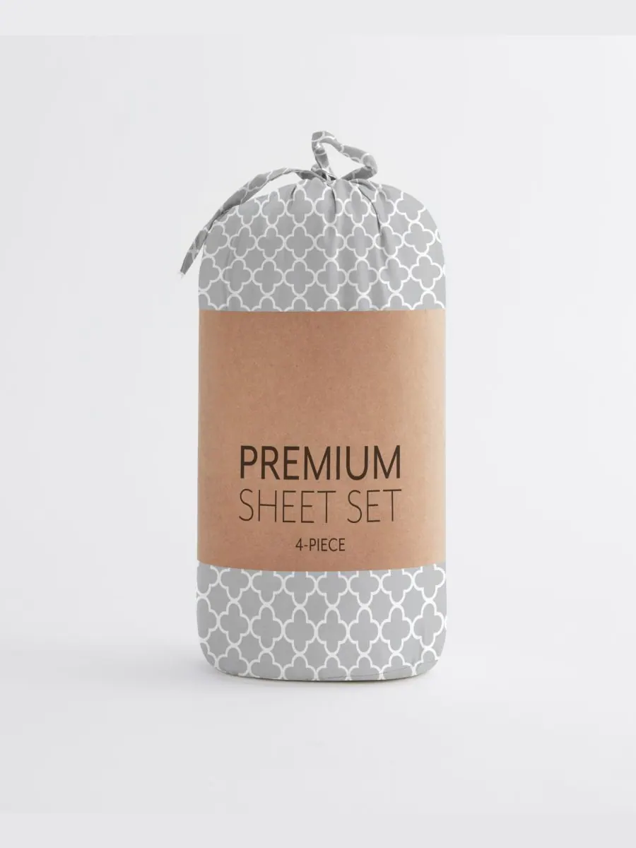 Комплект постельного белья Timeless Classics Premium Ultra Soft Pattern, 4 предмета, размер — изображение 5 из 10, серый