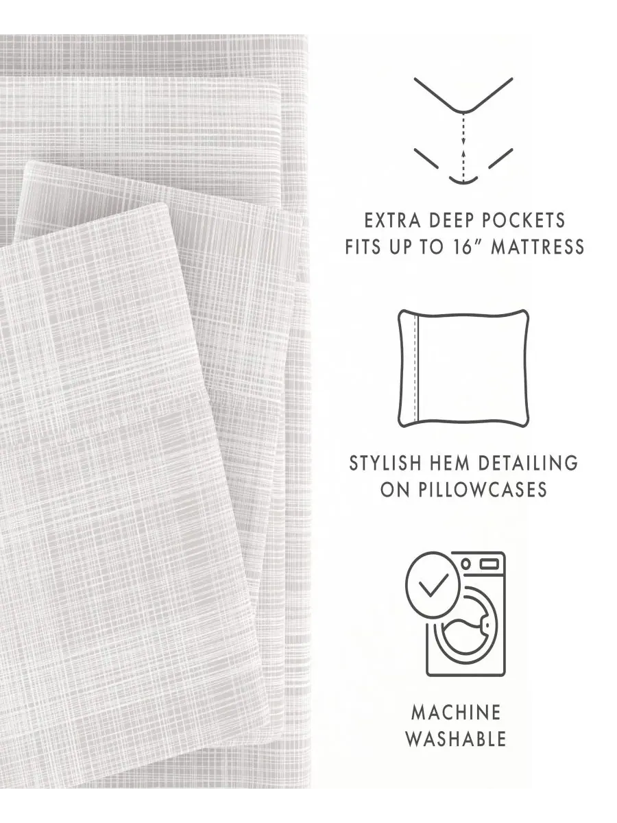 Комплект постельного белья Timeless Classics Premium Ultra Soft Pattern, 4 предмета, размер — изображение 6 из 7, серый