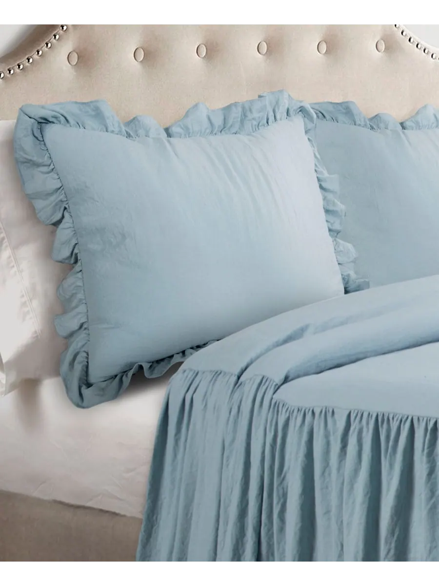 Комплект постельного белья из 3 предметов: юбка с оборками, размер King Lush Décor — изображение 2 из 6, синий