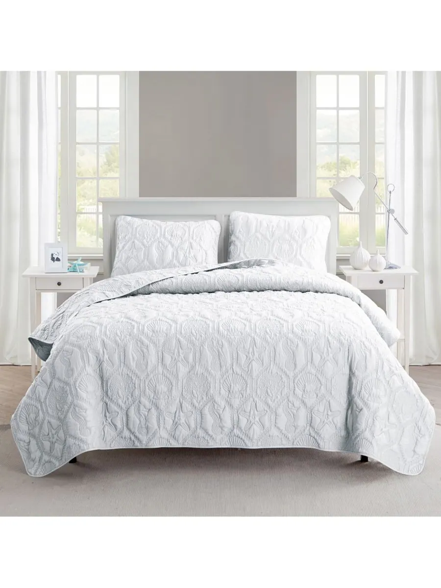 Комплект постельного белья Shore Embossed из 3 предметов, размер Queen VCNY Home — белый