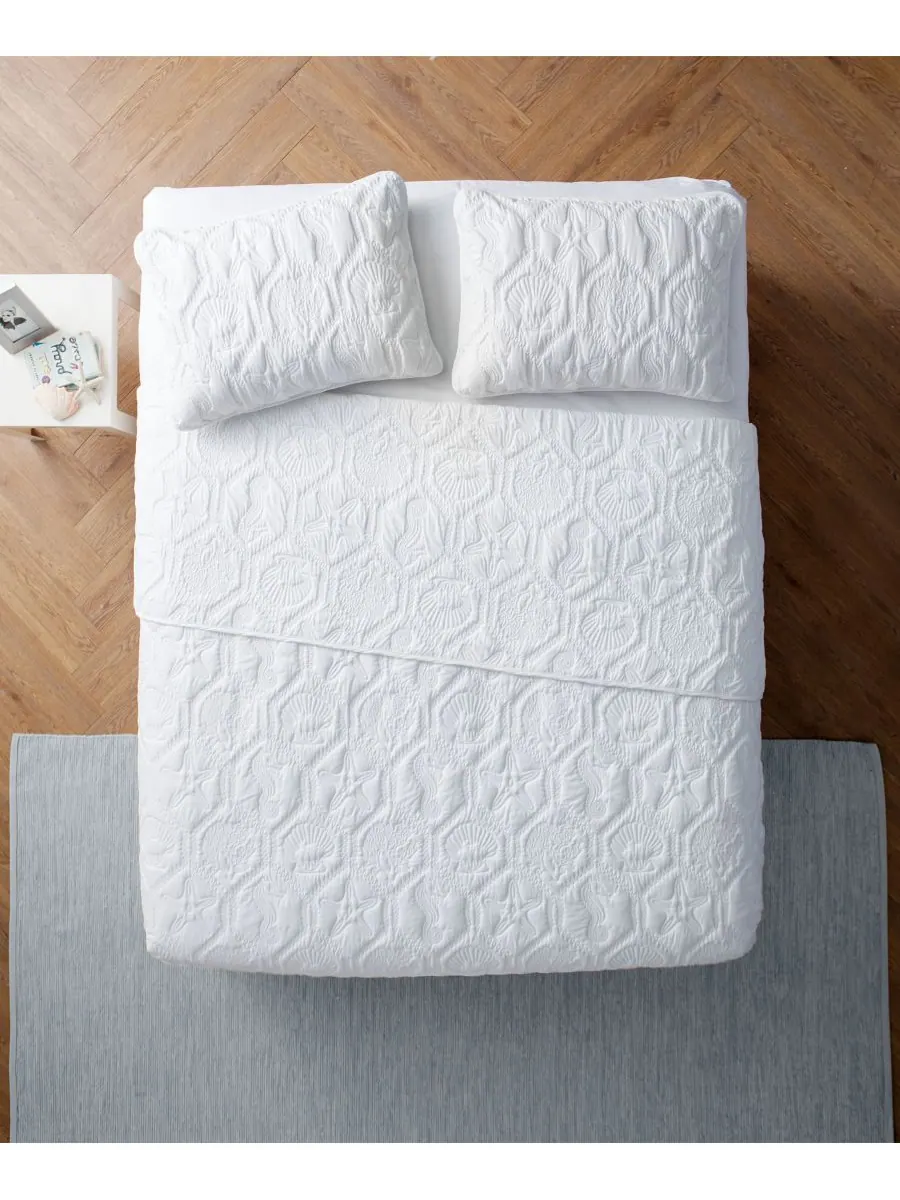Комплект постельного белья Shore Embossed из 3 предметов, размер Queen VCNY Home — изображение 2 из 2, белый
