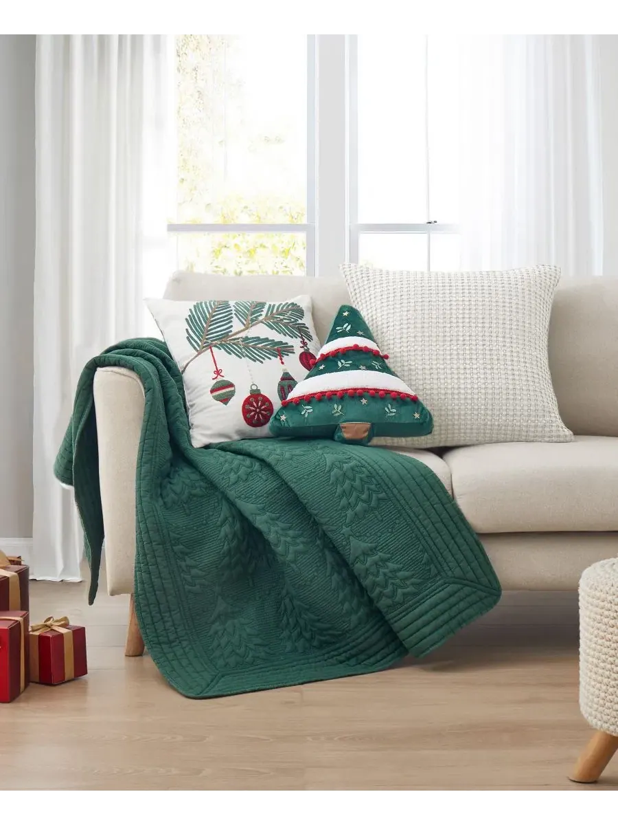 Плед стеганый O Christmas Tree Levtex Home — изображение 5 из 5, зеленый