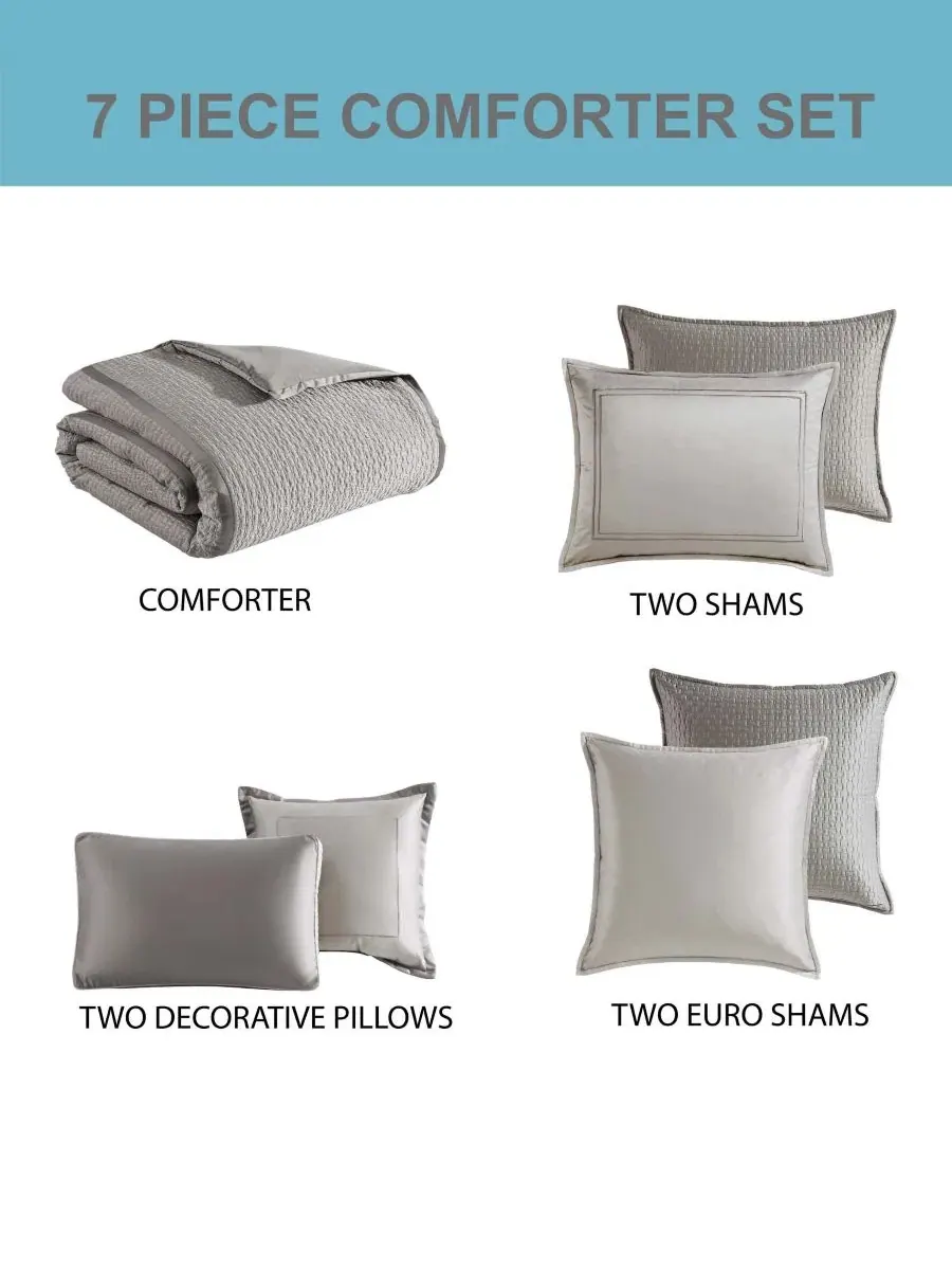 Набор стеганых одеял Kendall Reversible 7-предметный, Queen Riverbrook Home — изображение 8 из 8, серебристый серый