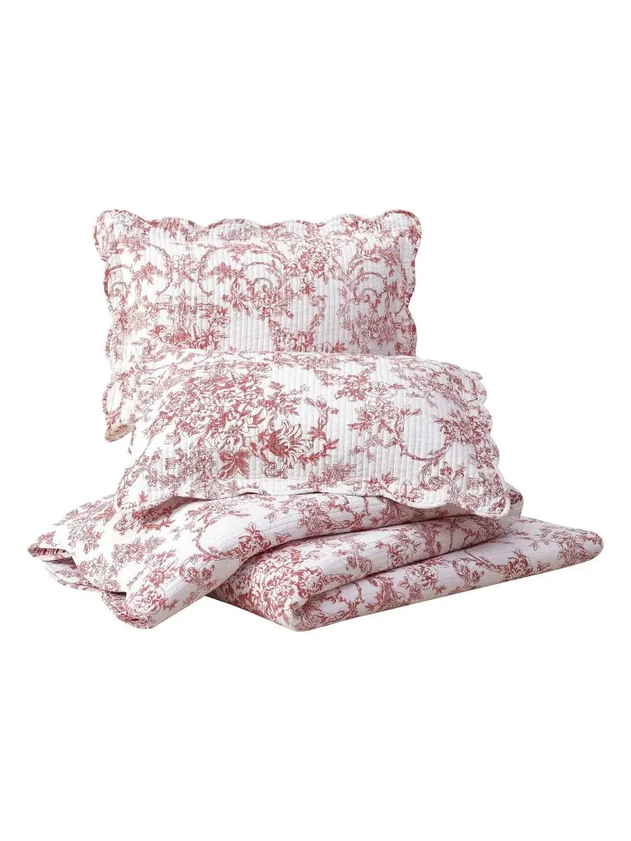 Комплект стеганого покрывала Garden Toile, 3 предмета, Full/Queen Modern Heirloom — изображение 2 из 4, красный