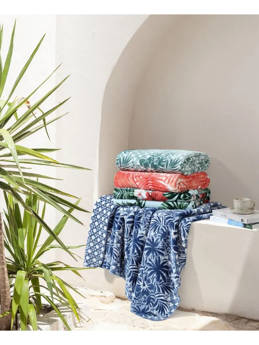 Плед из микрофлиса с принтом Lanikai Fronds Tommy Bahama Home — изображение 10 из 10, оранжевый
