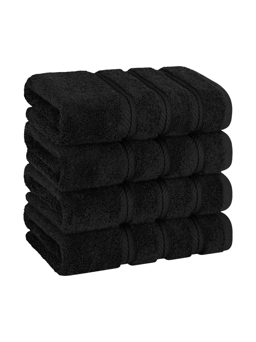 Набор из 4 полотенец для рук Edison Luxury из 100% турецкого хлопка American Soft Linen — черный