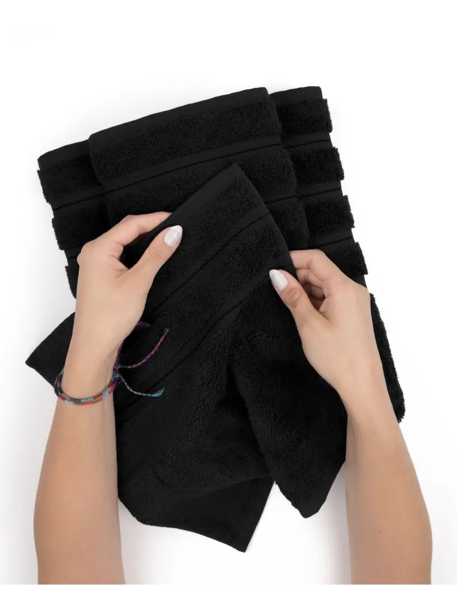 Набор из 4 полотенец для рук Edison Luxury из 100% турецкого хлопка American Soft Linen — изображение 3 из 5, черный