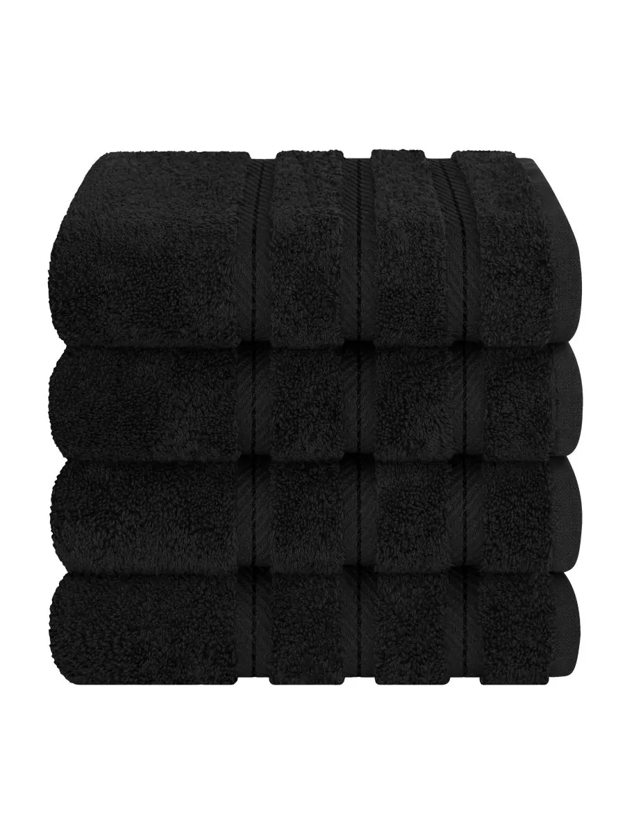 Набор из 4 полотенец для рук Edison Luxury из 100% турецкого хлопка American Soft Linen — изображение 5 из 5, черный