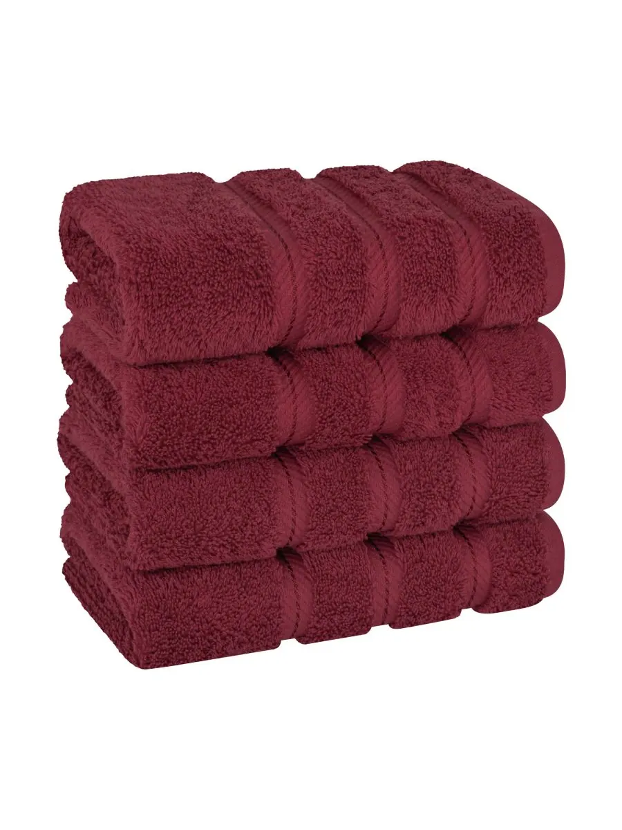Набор из 4 полотенец для рук Edison Luxury из 100% турецкого хлопка American Soft Linen — изображение 1 из 5, бордо
