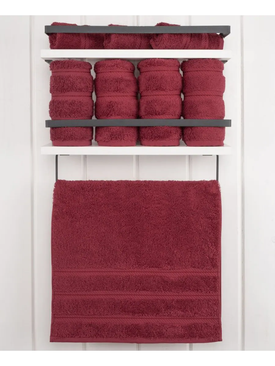 Набор из 4 полотенец для рук Edison Luxury из 100% турецкого хлопка American Soft Linen — изображение 2 из 5, бордо