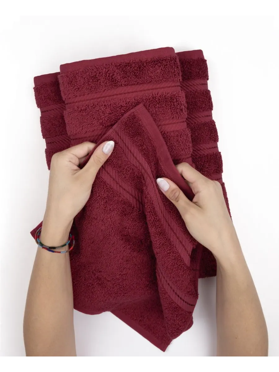 Набор из 4 полотенец для рук Edison Luxury из 100% турецкого хлопка American Soft Linen — изображение 3 из 5, бордо