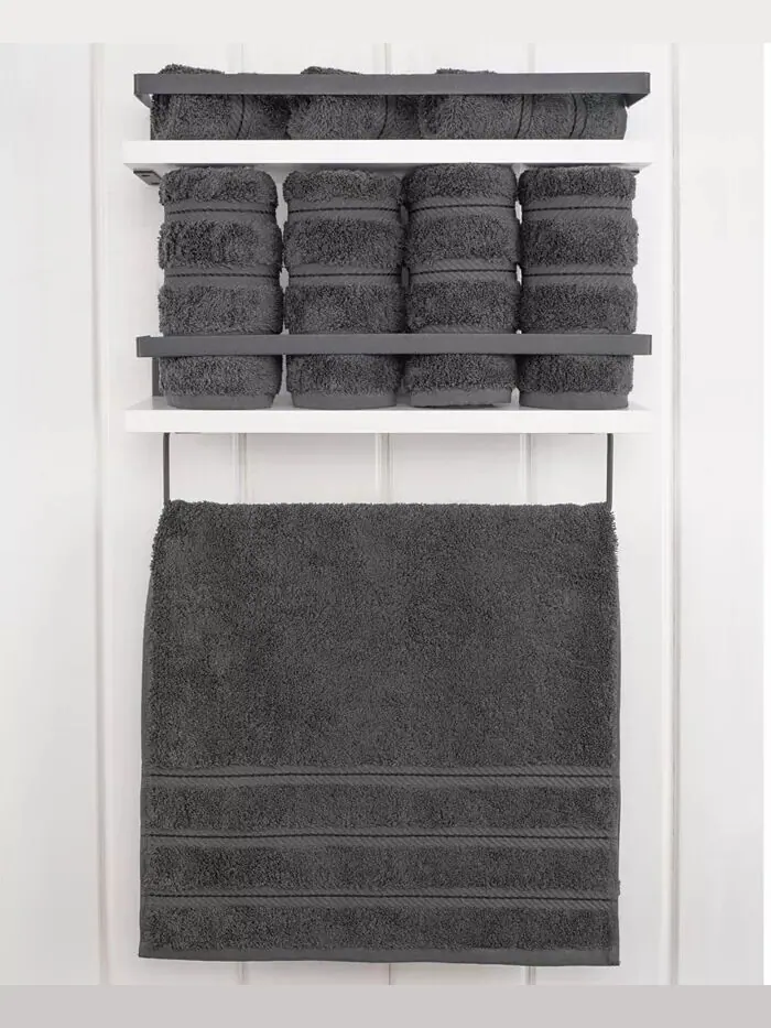 Набор полотенец для рук American Soft Linen Edison из 100% турецкого хлопка, 4 шт — изображение 2 из 5, темный серый