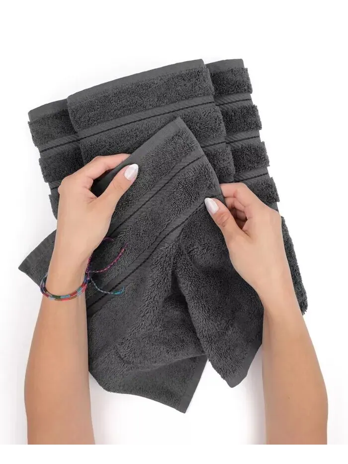 Набор полотенец для рук American Soft Linen Edison из 100% турецкого хлопка, 4 шт — изображение 3 из 5, темный серый